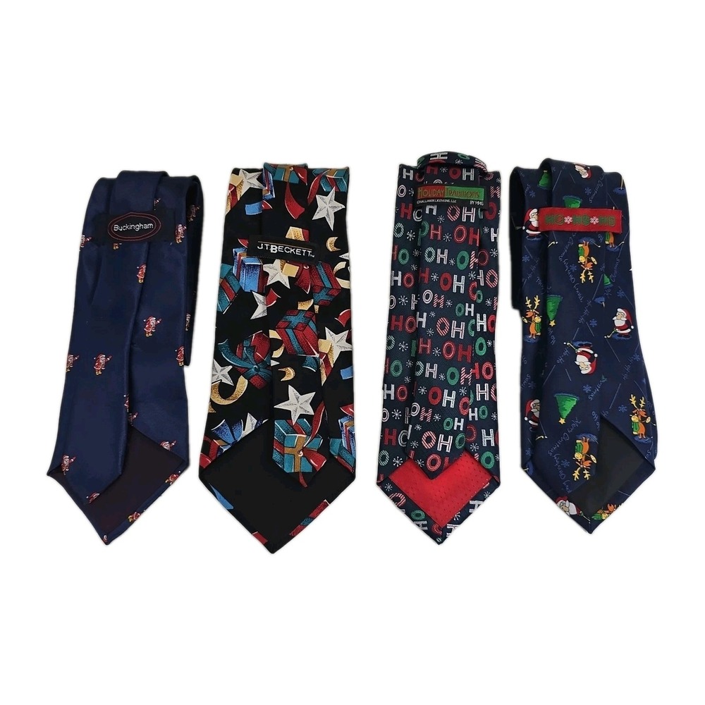 Holiday Silk Ties Novelty Golf Santa Ho Ho USA Silk Ugly Christmas Party Bundle